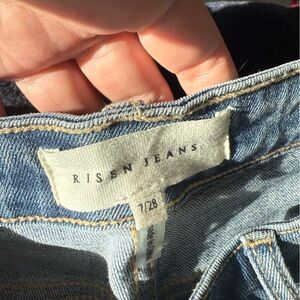 Risen distressed flare jeans